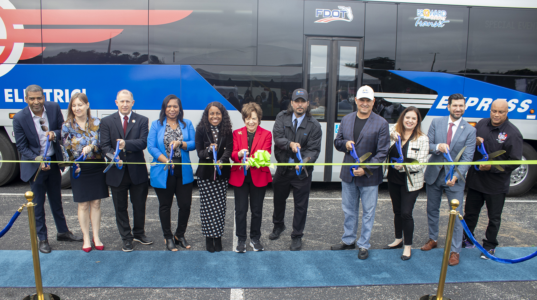 Broward County Transit Unveils First Electric Express Bus Passenger