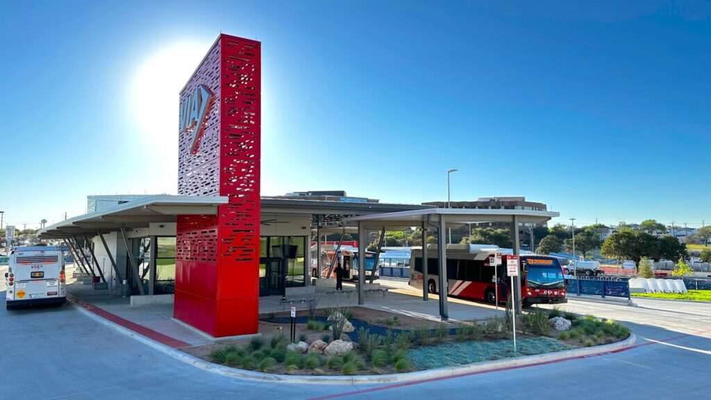 An exterior view of VIA Metropolitan Transit's newly renovated Randolph Transit Center in Northeast San Antonio