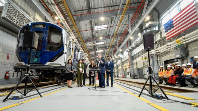 MTA Chair and CEO Janno Lieber, New York City Transit President Demetrius Crichlow, and Chief of Rolling Stock Jessie Lazarus (Marc A. Hermann / MTA)