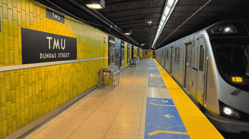 TTC rail line at TMU station