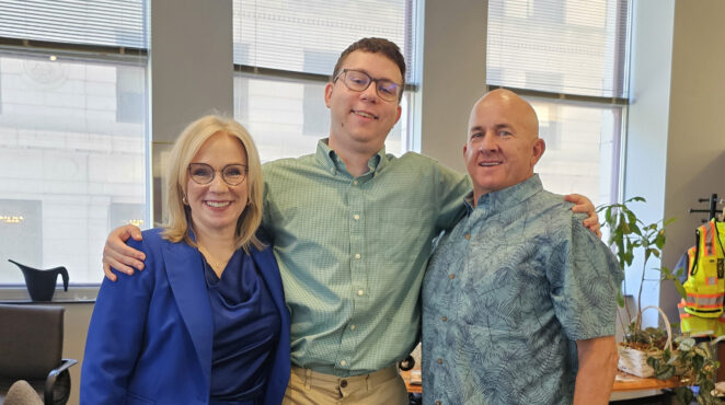 APTF Scholar Elijah Fischer, PRT CEO Katharine Kelleman, Mentor Mike Heidkamp