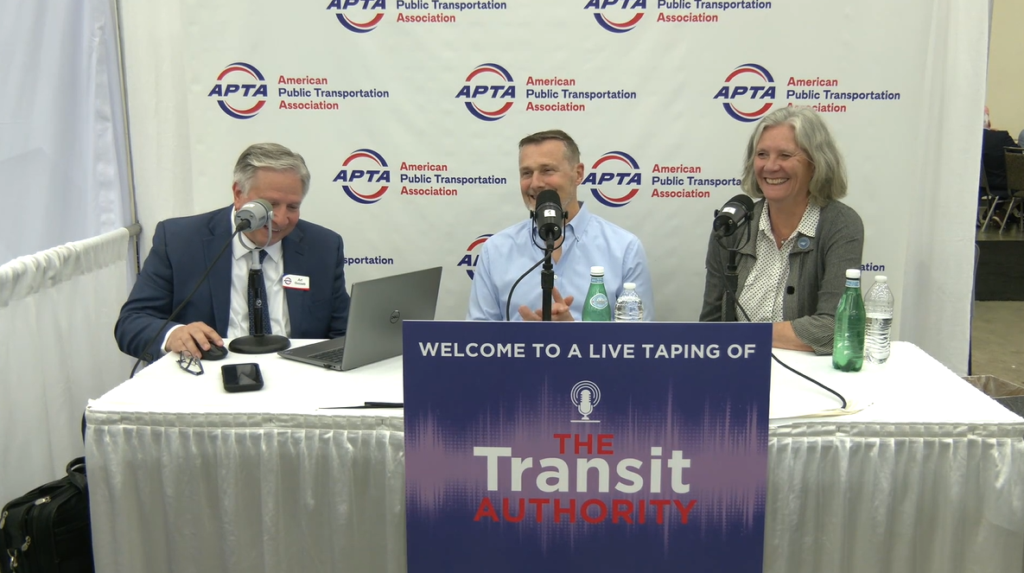 APTA's Art Guzzetti interviews Amtrak President Roger Harris and Board Member Elaine Clegg for the Transit Authority