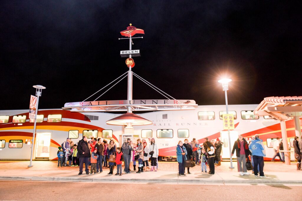 Rail Runner station at night