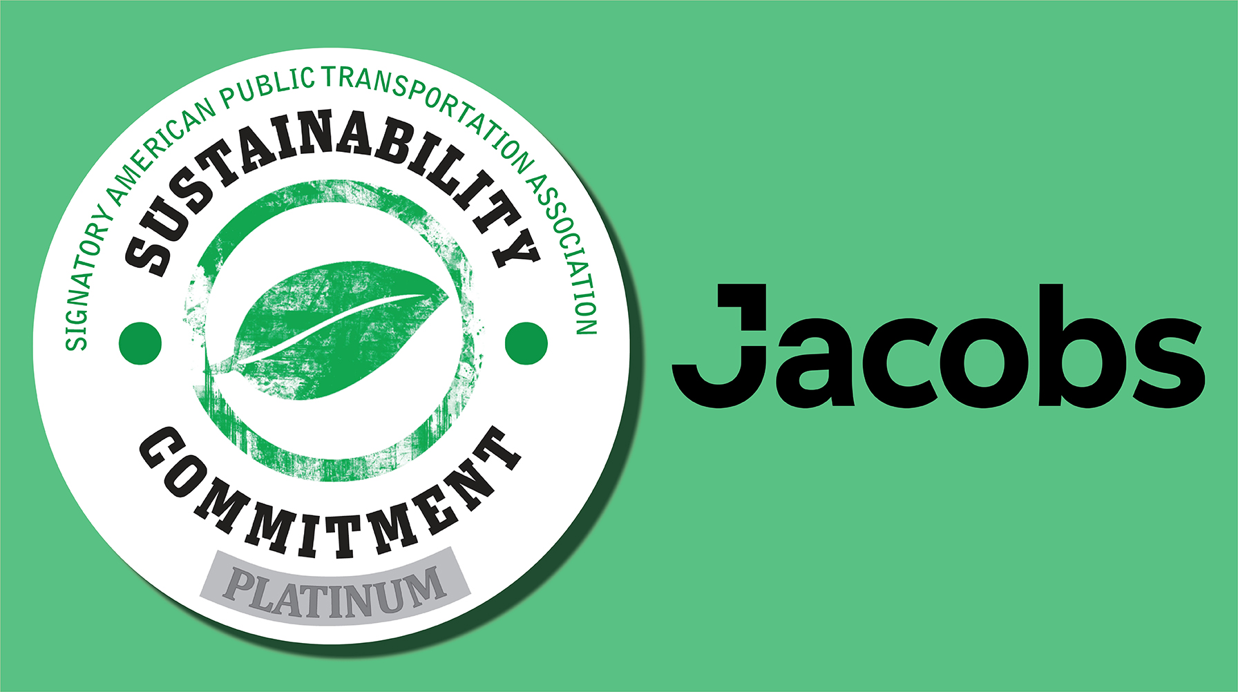 APTA sustainability commitment, platinum logo and Jacobs logo