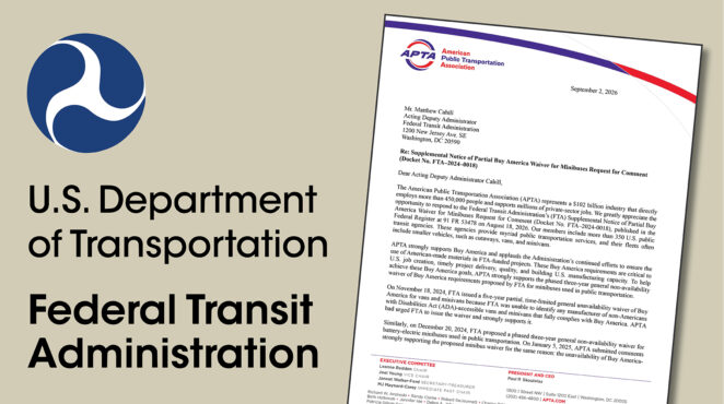 APTA letter to USDOT, FTA