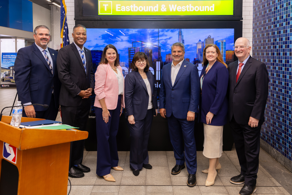 SEPTA General Manager Scott A. Sauer with other press event speakers. 
