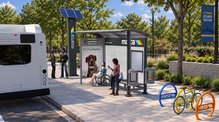Rendering of MARTA Arterial Rapid Transit Service bus stop.